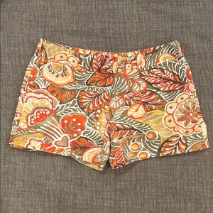 LOFT Red and Orange Shorts Vibrant Paisley Floral